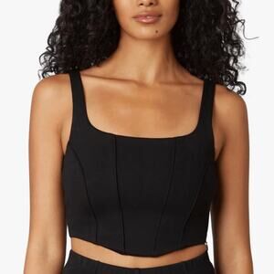 NWT NIA Seamed Corset Sleeveless Cropped Tank Top Black Sz XS